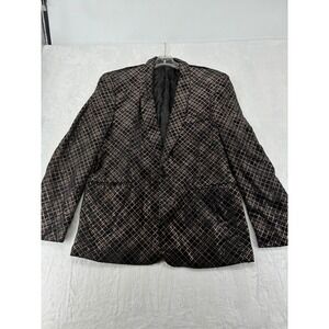 Blu Martini Blazer Womens L Blazer Black Gold Glitter Grid Sparkle Evening